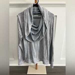 LVR Organic Womens Cowl Neck Long Sleeve Gray Tie Dye Pullover Sweater sz Large
